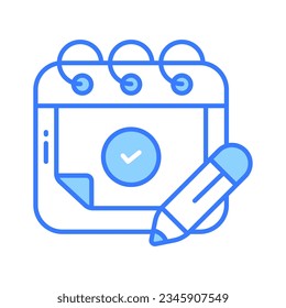 Marcar en el calendario con lápiz, representando el diseño del vector planificador de programación