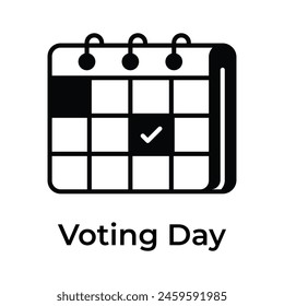 Check mark on calendar showing concept icon of voting day, election day vector
