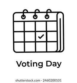 Check mark on calendar showing concept icon of voting day, election day vector