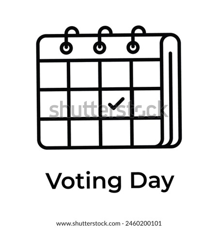 Check mark on calendar showing concept icon of voting day, election day vector