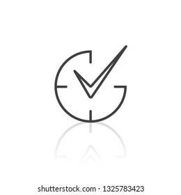 Check mark on clock icon in outline style