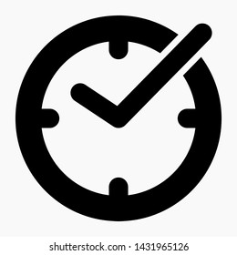 Check Mark on Clock Icon Vector isolated minimal single flat linear icon for application and info-graphic.