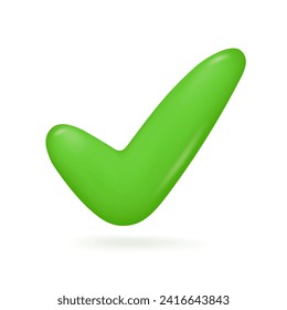 Check mark on green button Authentication of rights Accuracy before approval. 3d vector illustration