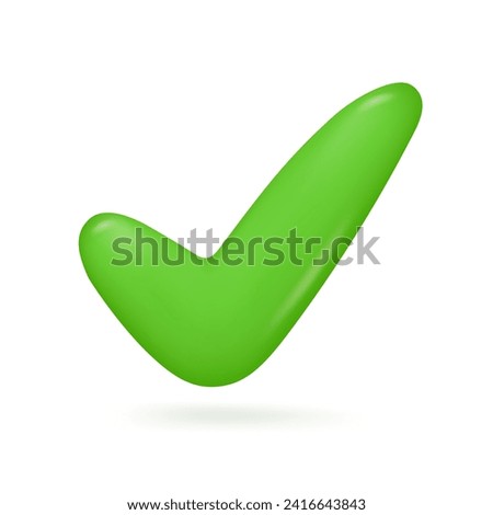 Check mark on green button Authentication of rights Accuracy before approval. 3d vector illustration