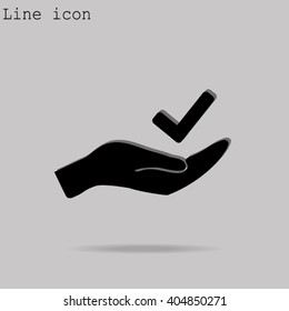 check mark on hand web icon