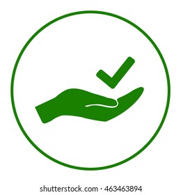check mark on hand web icon