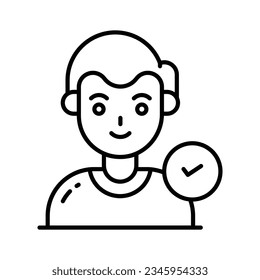 Marcar en avatar humano, icono bien diseñado del usuario autorizado, candidato seleccionado, usuario verificado