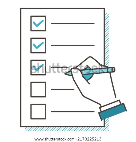 Check mark on the list with ballpoint pen [Vector illustration].