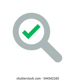 Check Mark On Magnifying Glass Icon