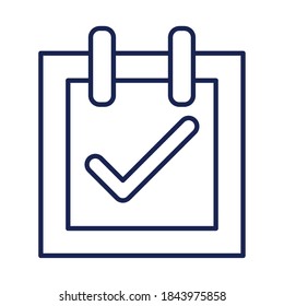 Check mark on notebook line style icon design, Ok tick choice correct approved choose vote positive and web theme Vector illustration