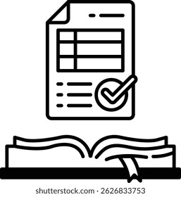 A check mark is on a piece of paper with a list of items