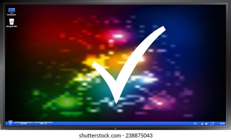 Check mark on the screen monitor. Made vector illustration