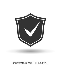 Check mark on Shield  icon flat design template. Digital protection and security data tick sign. Approve or accepted concept.

