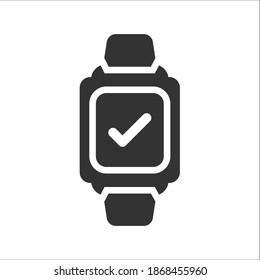Check mark on smart watch icon