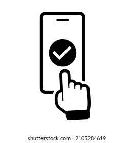Marque la marca en la pantalla del smartphone. Ilustración del vector