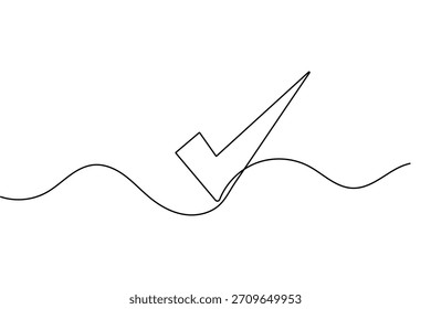 Marca de verificación de una línea de arte simple contorno continuo diseño de Vector de dibujo