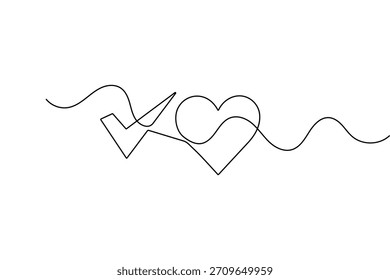 Marca de verificación de una línea de arte simple contorno continuo diseño de Vector de dibujo