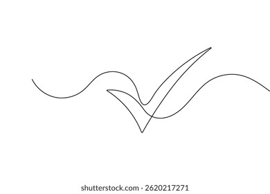 Check mark one line Drawing minimalist outline vector illustration