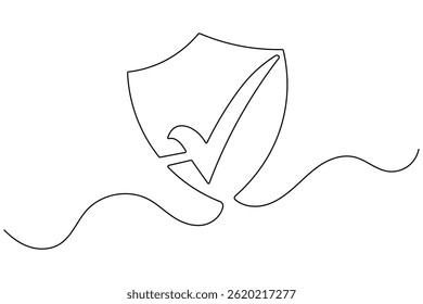 Check mark one line Drawing minimalist outline vector illustration