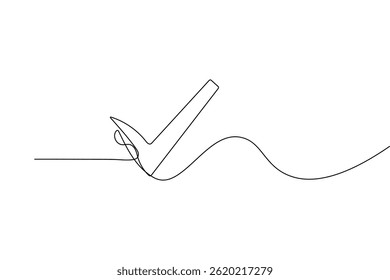 Check mark one line Drawing minimalist outline vector illustration