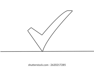 Check mark one line Drawing minimalist outline vector illustration