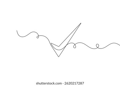 Check mark one line Drawing minimalist outline vector illustration