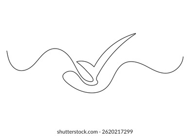 Check mark one line Drawing minimalist outline vector illustration