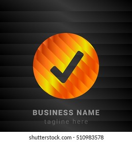 Check Mark Orange, Yellow and Black silk fashion premium icon / Logo