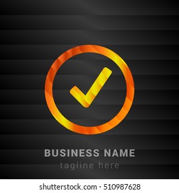 Check Mark Orange, Yellow and Black silk fashion premium icon / Logo