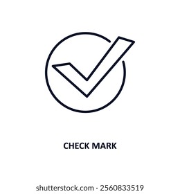 check mark outline icon.  Thin line icon from education collection. Editable vector isolated on white background