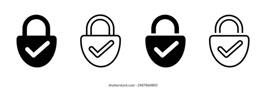 Check Mark Padlock flat Icon Vector collection