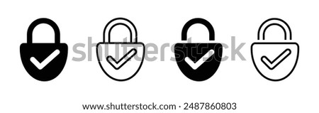 Check Mark Padlock flat Icon Vector collection