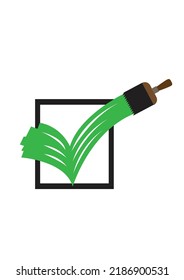 Check Mark Paint on a box using a brush. Editable Clip Art.