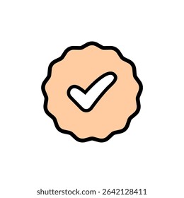 Check Mark in Peach Seal Vector
