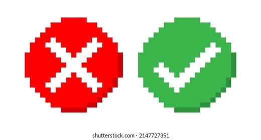 Check mark pixel icon set