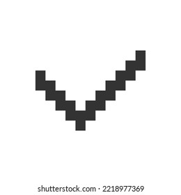 Marcar icono de ui pixelado. Aceptar acción. Administración de tareas. Casilla de verificación. Correcta elección. Elemento gráfico editable de 8 bits. Esquema de imagen de interfaz de usuario vectorial aislada para web, aplicación móvil. Estilo retro