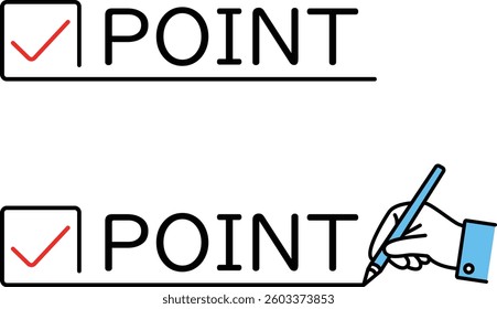 Check mark and point character variation illustration