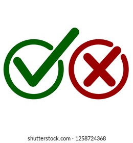 Check Mark Positive & Negative Yes / No 
Icon. Modern Simple Design. Red & Green Color. Web Design Vector Element