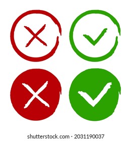 Die Vor- und Nachteile der Markierung überprüfen, grün und rot auf weißem Hintergrund, Zeichen für Design, Vektorgrafik