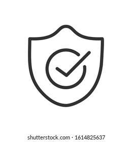 check mark quality shield icon vector illustration linear design