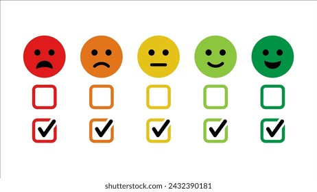 Marca de verificación Índice de satisfacción Iconos de emoticonos