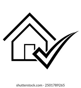 Check Mark and Real estate logo design in Black and white