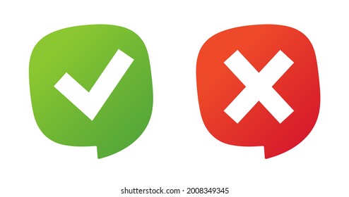 Check mark and red cross. Right and wrong. Yes and no check marks on circles and Do and dont’s. Vector illustration eps 10