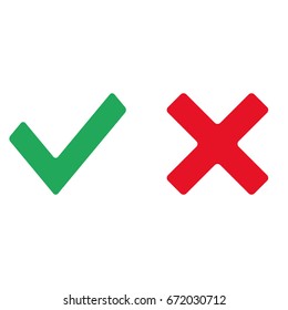 Check mark red and green icon vector eps10. Confirm icon. Check mark icon green and red.