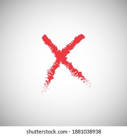 Check mark red icon on white background.Creative illustration concept symbol for web or mobile app