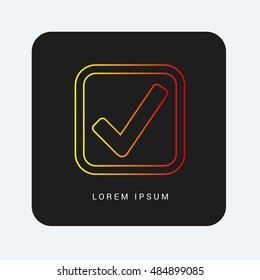 Check Mark Red & Orange gradient attractive line thin icon / logo design