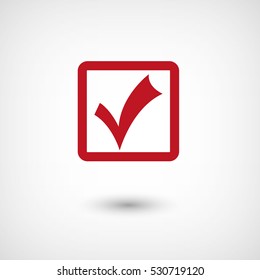 check mark - red vector  icon with shadow