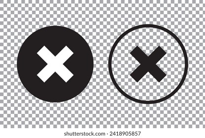 marca de verificación icono rechazado en un círculo. símbolo cruzado en color negro, ilustración vectorial.