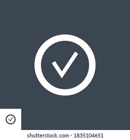 Check Mark related vector glyph icon. Isolated on black background. Vector illustration.