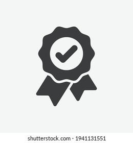 Check Mark Ribbon Approved Flat Design Icon